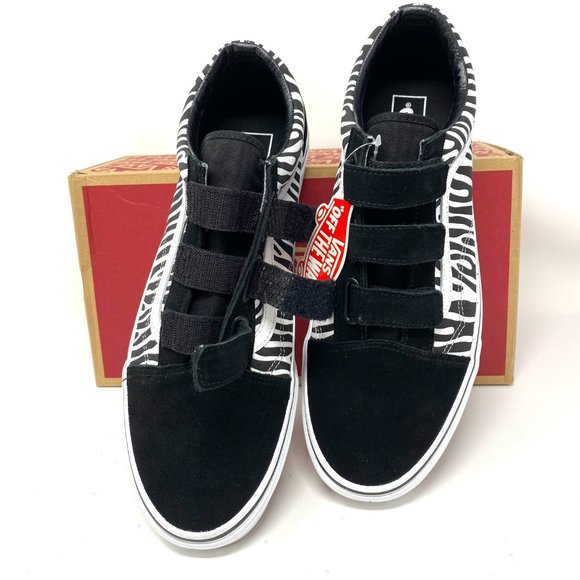 🌿 Sale 🌿 VANS Old Skool V Zebra Black Suede Canvas Sneakers Men's VN0A3D296DB - Picture 10 of 12